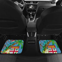 Fijians Iguana Tagimoucia Christmas Car Mats Christmas Palm Tree and Hibiscus LT03 Set 2pcs - Back Blue - Polynesian Pride