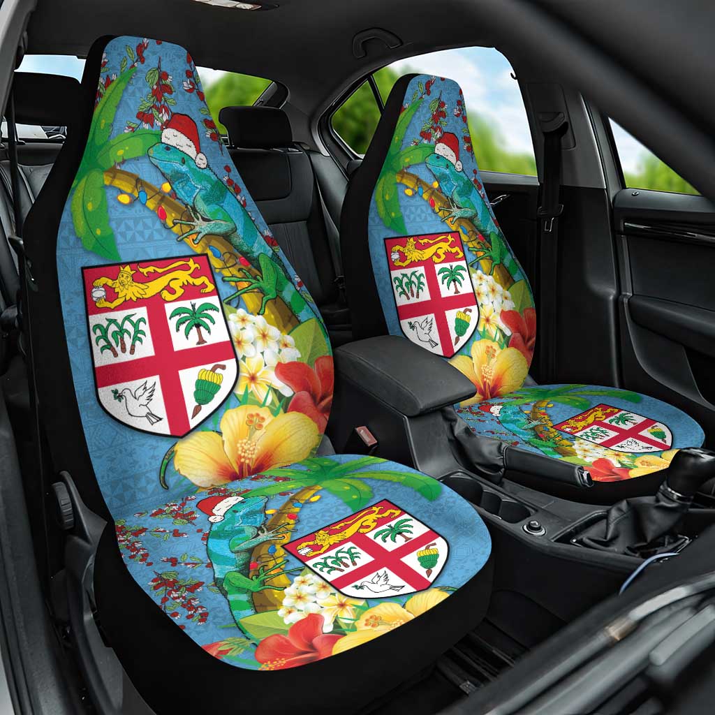 Fijians Iguana Tagimoucia Christmas Car Seat Cover Christmas Palm Tree and Hibiscus LT03 One Size Blue - Polynesian Pride
