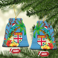 Fijians Iguana Tagimoucia Christmas Ceramic Ornament Christmas Palm Tree and Hibiscus LT03 Bell Flake Blue - Polynesian Pride