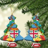 Fijians Iguana Tagimoucia Christmas Ceramic Ornament Christmas Palm Tree and Hibiscus LT03 Christmas Tree Blue - Polynesian Pride