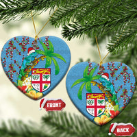Fijians Iguana Tagimoucia Christmas Ceramic Ornament Christmas Palm Tree and Hibiscus LT03 Heart Blue - Polynesian Pride