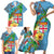 Fijians Iguana Tagimoucia Christmas Family Matching Short Sleeve Bodycon Dress and Hawaiian Shirt Christmas Palm Tree and Hibiscus