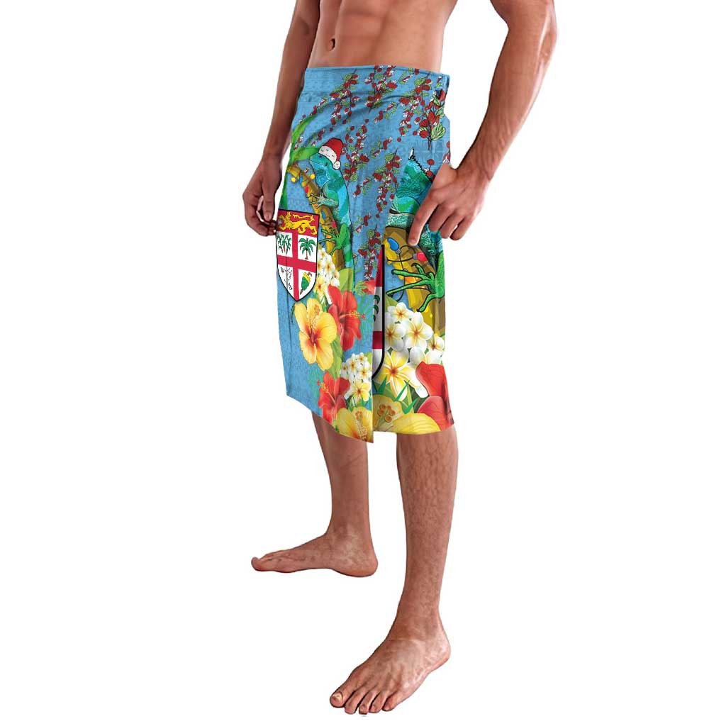 Fijians Iguana Tagimoucia Christmas Lavalava Christmas Palm Tree and Hibiscus LT03 - Polynesian Pride