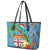 Fijians Iguana Tagimoucia Christmas Leather Tote Bag Christmas Palm Tree and Hibiscus