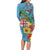 Fijians Iguana Tagimoucia Christmas Long Sleeve Bodycon Dress Christmas Palm Tree and Hibiscus