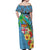 Fijians Iguana Tagimoucia Christmas Off Shoulder Maxi Dress Christmas Palm Tree and Hibiscus