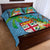 Fijians Iguana Tagimoucia Christmas Quilt Bed Set Christmas Palm Tree and Hibiscus