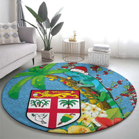 Fijians Iguana Tagimoucia Christmas Round Carpet Christmas Palm Tree and Hibiscus LT03 - Polynesian Pride