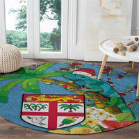Fijians Iguana Tagimoucia Christmas Round Carpet Christmas Palm Tree and Hibiscus LT03 - Polynesian Pride