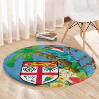 Fijians Iguana Tagimoucia Christmas Round Carpet Christmas Palm Tree and Hibiscus LT03 - Polynesian Pride