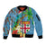 Fijians Iguana Tagimoucia Christmas Sleeve Zip Bomber Jacket Christmas Palm Tree and Hibiscus