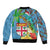 Fijians Iguana Tagimoucia Christmas Sleeve Zip Bomber Jacket Christmas Palm Tree and Hibiscus