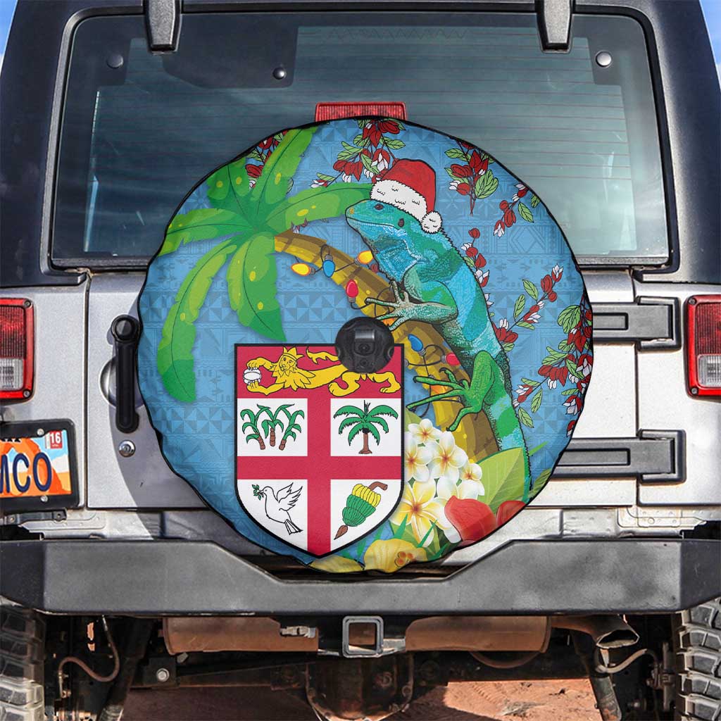 Fijians Iguana Tagimoucia Christmas Spare Tire Cover Christmas Palm Tree and Hibiscus