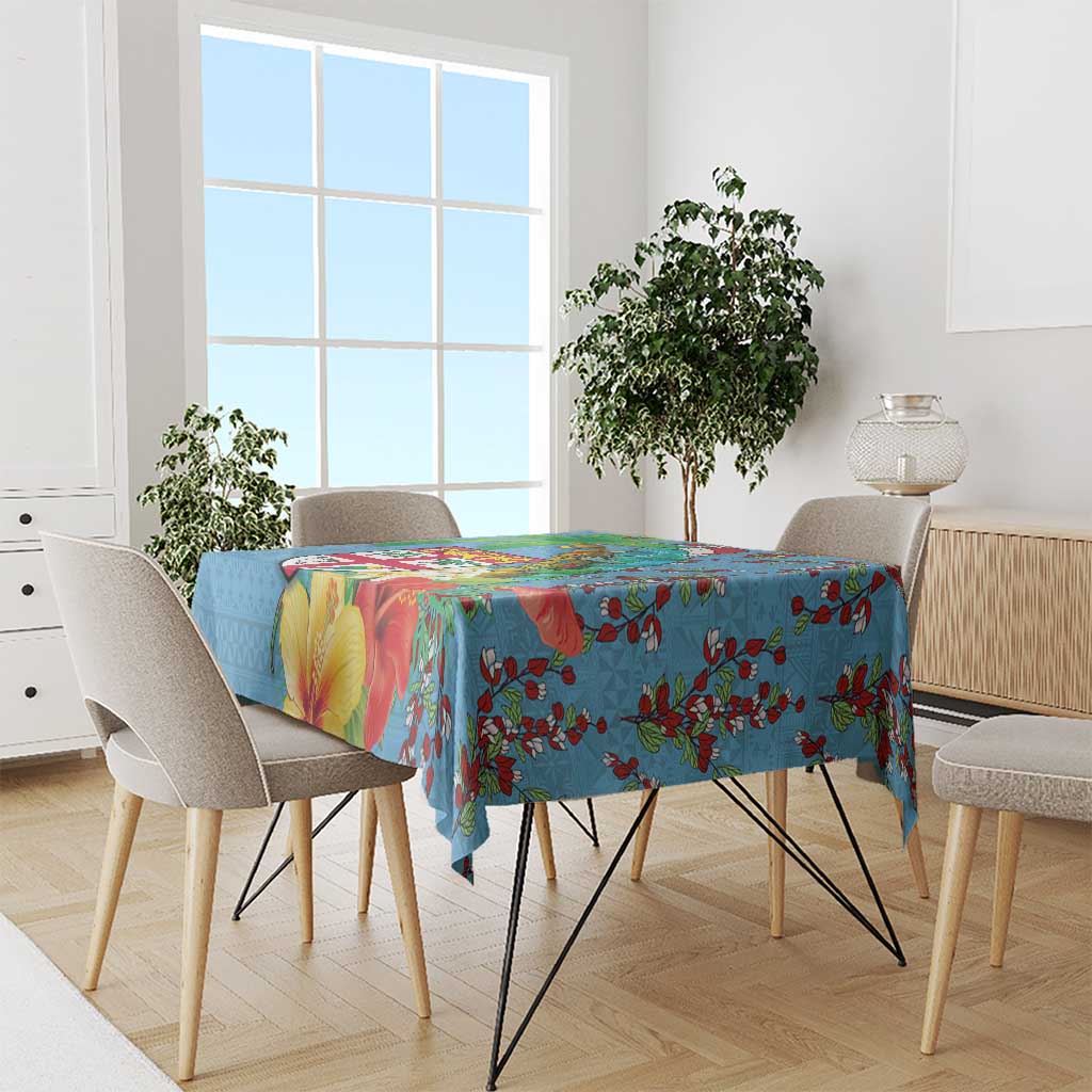 Fijians Iguana Tagimoucia Christmas Tablecloth Christmas Palm Tree and Hibiscus LT03 - Polynesian Pride