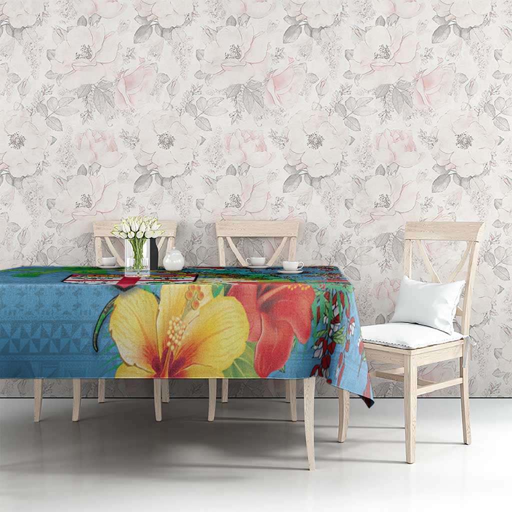 Fijians Iguana Tagimoucia Christmas Tablecloth Christmas Palm Tree and Hibiscus LT03 - Polynesian Pride
