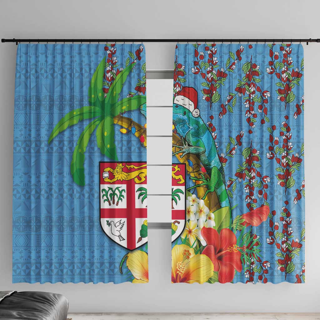 Fijians Iguana Tagimoucia Christmas Window Curtain Christmas Palm Tree and Hibiscus