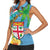 Fijians Iguana Tagimoucia Christmas Women Sleeveless Polo Shirt Christmas Palm Tree and Hibiscus