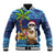 The Funny Santa Wears Sulu Christmas Baseball Jacket Fijian Christmas Palm Tree With Masi Art Tattoo