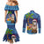 The Funny Santa Wears Sulu Christmas Couples Matching Mermaid Dress and Long Sleeve Button Shirt Fijian Christmas Palm Tree With Masi Art Tattoo