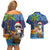 The Funny Santa Wears Sulu Christmas Couples Matching Off Shoulder Short Dress and Hawaiian Shirt Fijian Christmas Palm Tree With Masi Art Tattoo