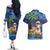 The Funny Santa Wears Sulu Christmas Couples Matching Off The Shoulder Long Sleeve Dress and Hawaiian Shirt Fijian Christmas Palm Tree With Masi Art Tattoo