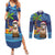 The Funny Santa Wears Sulu Christmas Couples Matching Summer Maxi Dress and Long Sleeve Button Shirt Fijian Christmas Palm Tree With Masi Art Tattoo