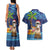 The Funny Santa Wears Sulu Christmas Couples Matching Tank Maxi Dress and Hawaiian Shirt Fijian Christmas Palm Tree With Masi Art Tattoo