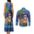 The Funny Santa Wears Sulu Christmas Couples Matching Tank Maxi Dress and Long Sleeve Button Shirt Fijian Christmas Palm Tree With Masi Art Tattoo