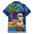 The Funny Santa Wears Sulu Christmas Family Matching Off Shoulder Maxi Dress and Hawaiian Shirt Fijian Christmas Palm Tree With Masi Art Tattoo