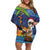 The Funny Santa Wears Sulu Christmas Family Matching Off Shoulder Short Dress and Hawaiian Shirt Fijian Christmas Palm Tree With Masi Art Tattoo