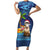 The Funny Santa Wears Sulu Christmas Family Matching Short Sleeve Bodycon Dress and Hawaiian Shirt Fijian Christmas Palm Tree With Masi Art Tattoo