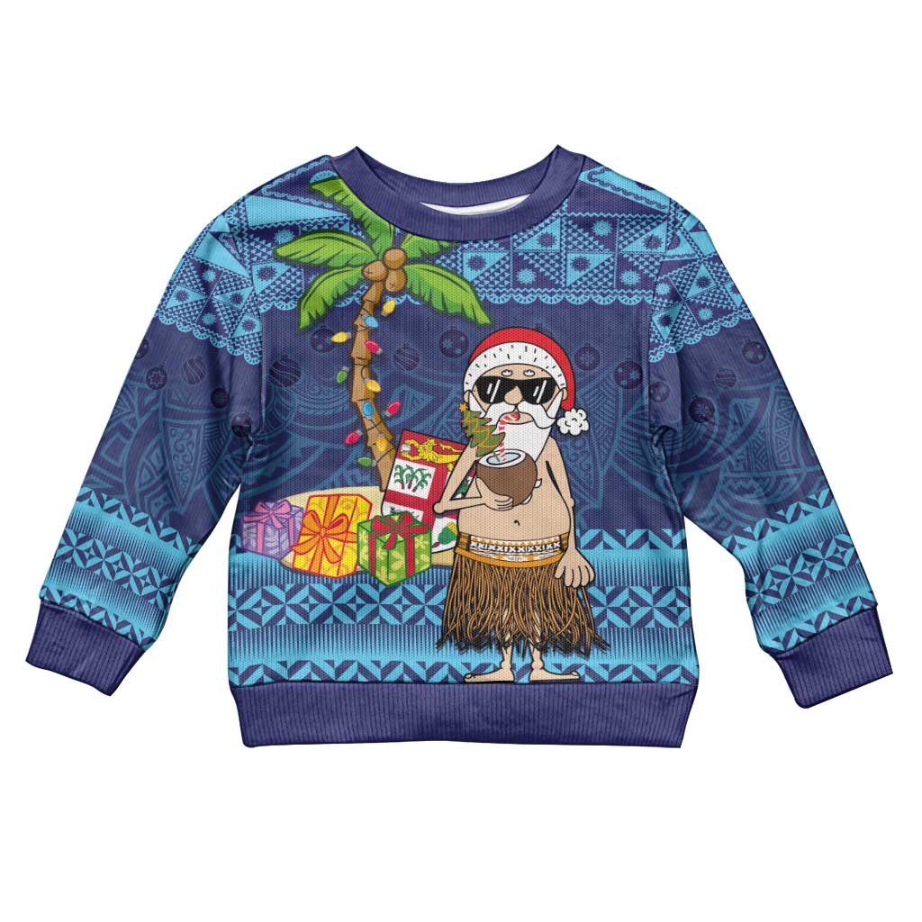 The Funny Santa Wears Sulu Christmas Kid Ugly Christmas Sweater Fijian Christmas Palm Tree With Masi Art Tattoo