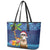 The Funny Santa Wears Sulu Christmas Leather Tote Bag Fijian Christmas Palm Tree With Masi Art Tattoo