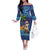 The Funny Santa Wears Sulu Christmas Off The Shoulder Long Sleeve Dress Fijian Christmas Palm Tree With Masi Art Tattoo