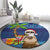 The Funny Santa Wears Sulu Christmas Round Carpet Fijian Christmas Palm Tree With Masi Art Tattoo