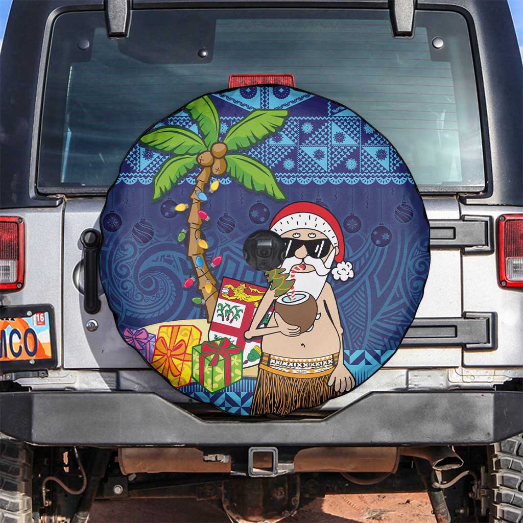 The Funny Santa Wears Sulu Christmas Spare Tire Cover Fijian Christmas Palm Tree With Masi Art Tattoo