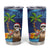 The Funny Santa Wears Sulu Christmas Tumbler Cup Fijian Christmas Palm Tree With Masi Art Tattoo