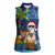 The Funny Santa Wears Sulu Christmas Women Sleeveless Polo Shirt Fijian Christmas Palm Tree With Masi Art Tattoo