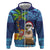 The Funny Santa Wears Sulu Christmas Zip Hoodie Fijian Christmas Palm Tree With Masi Art Tattoo