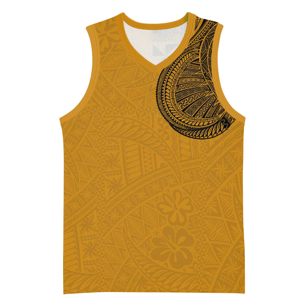 Tongan Ngatu Tribal Tattoo Basketball Jersey Chest-to-Arm Sleeve Style