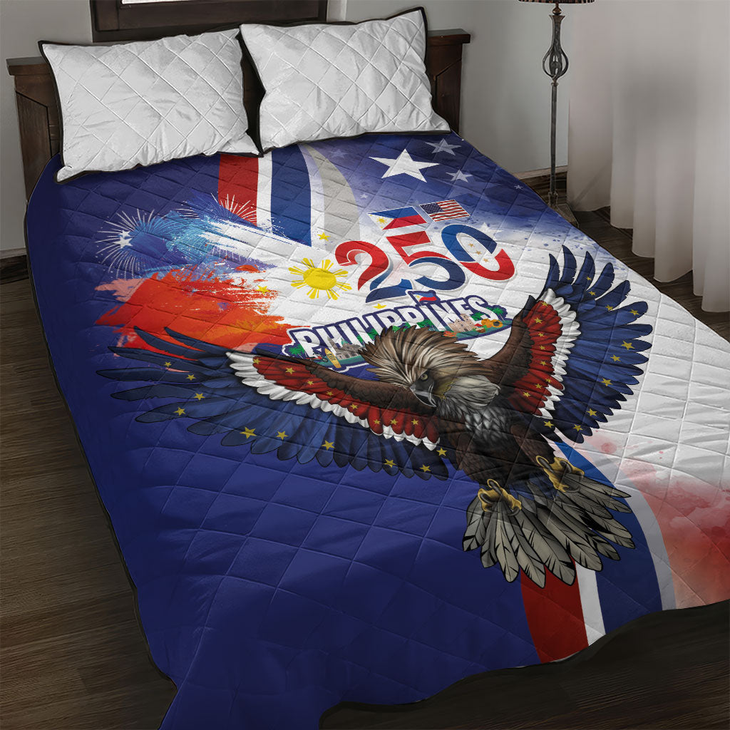 Philippines and America Together Quilt Bed Set Philippine Eagle with USA Flag 250th Anniversary Celebration