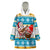 Hawaii Mele Kalikimaka Wearable Blanket Hoodie Funny Santa and Coconut Mix Kakau Pattern LT03 One Size Blue - Polynesian Pride