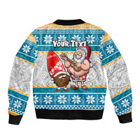Custom Hawaii Mele Kalikimaka Bomber Jacket Funny Santa and Coconut Mix Kakau Pattern LT03 - Polynesian Pride