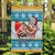 Custom Hawaii Mele Kalikimaka Garden Flag Funny Santa and Coconut Mix Kakau Pattern LT03 Garden Flag Blue - Polynesian Pride