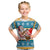 Custom Hawaii Mele Kalikimaka Kid T Shirt Funny Santa and Coconut Mix Kakau Pattern LT03 Blue - Polynesian Pride