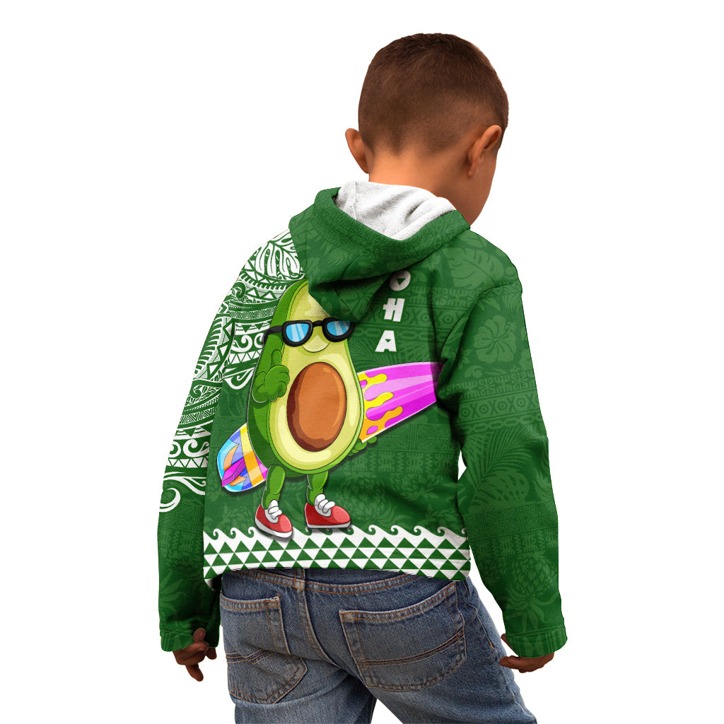 Hawaii Kid Hoodie Aloha Funny Avocado Mix Kakau Hawaiian Tribal LT03 - Polynesian Pride