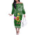 Aloha Avocado Funny Fruits Custom Off The Shoulder Long Sleeve Dress Mix Hawaiian Kakau Tribal LT03 Women Green - Polynesian Pride