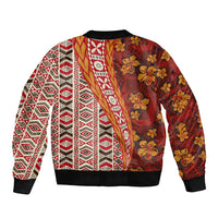 Hawaii Native Tapa Elements and Hibiscus Flowers Bomber Jacket LT03 - Polynesian Pride
