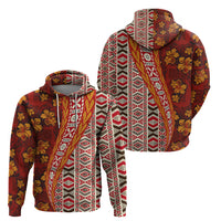 Hawaii Native Tapa Elements and Hibiscus Flowers Zip Hoodie LT03 - Polynesian Pride