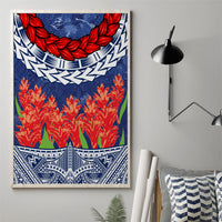 Samoan Tapa Canvas Wall Art Ula Fala and Teuila Flower LT03 - Polynesian Pride